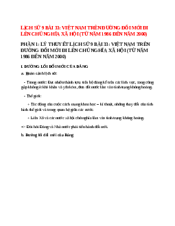 Lý thuyết Lịch Sử 9 Bài 33 (mới 2023 + 14 câu trắc nghiệm): Việt Nam trên đường đổi mới đi lên chủ nghĩa xã hội (từ năm 1986 đến năm 2000)