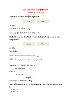 12 câu Trắc nghiệm Thực hành có đáp án – Toán lớp 4