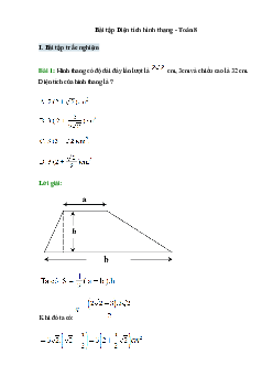 50 Bài tập Diện tích hình thang (có đáp án)- Toán 8