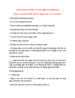 GDCD 7 Bài 12 (Lý thuyết và trắc nghiệm): Sống và làm việc có kế hoạch