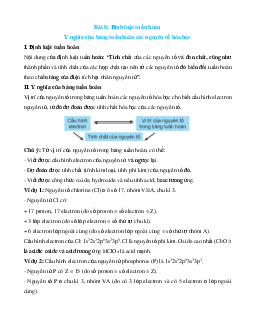 Lý thuyết Định luật tuần hoàn. Ý nghĩa của bảng tuần hoàn các nguyên tố hóa học (Kết nối tri thức 2024) hay, chi tiết | Hóa học 10