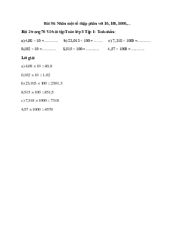 Tính nhẩm: 4,08 × 10