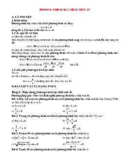 Lý thuyết Phương trình bậc nhất một ẩn (mới 2023 + bài tập) - Toán 8