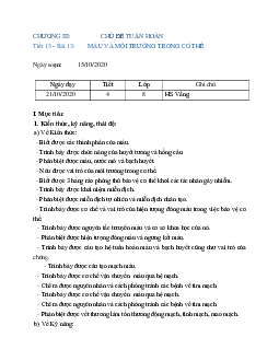 Giáo án Sinh học 8 Bài 13: Máu và môi trường trong cơ thể mới nhất