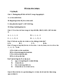 20 câu trắc nghiệm chuyên đề nhóm halogen ( đề 1)