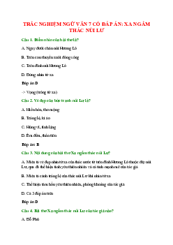Trắc nghiệm Xa ngắm thác núi Lư có đáp án – Ngữ văn lớp 7