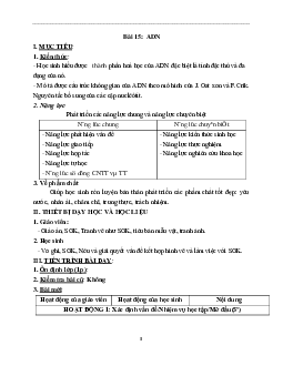 Giáo án Sinh học 9 Bài 15: ADN mới nhất - CV5555