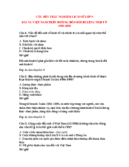 34 câu Trắc nghiệm Lịch sử 9 Bài 33 có đáp án 2023: Việt Nam trên đường đổi mới đi lên chủ nghĩa xã hội (từ năm 1986 đến năm 2000)