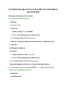 Lý thuyết Luyện tập: Cấu tạo và tính chất của cacbohiđrat (mới 2023 + 15 câu trắc nghiệm) hay, chi tiết