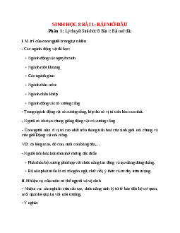 Lý thuyết Sinh học 8 Bài 1 (mới 2023 + 30 câu trắc nghiệm): Bài mở đầu