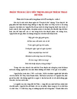 TOP 13 bài Phân tích 8 câu cuối bài Trao duyên SIÊU HAY