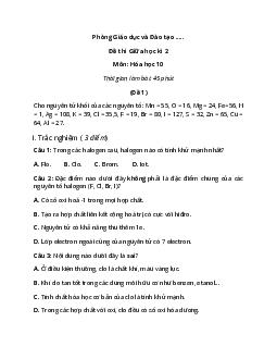 Bộ 5 Đề thi Hóa học 10 Giữa học kì 2 có đáp án