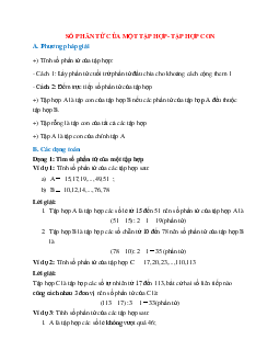 Hệ thống bài tập về Số phần tử của một tập hợp - Tập hợp con có lời giải