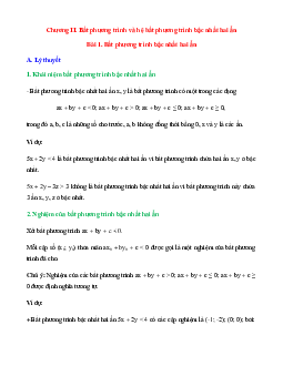 Lý thuyết Bất phương trình bậc nhất hai ẩn (Chân trời sáng tạo 2024) hay, chi tiết | Toán lớp 10