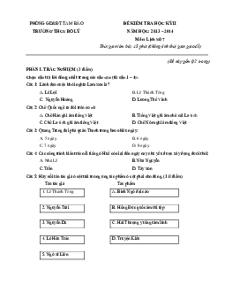 Đề thi Học kì 2 Lịch sử lớp 7 có đáp án (4 đề)