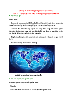 Tin học 10 Bài 21 (Lý thuyết và trắc nghiệm): Mạng thông tin toàn cầu Internet