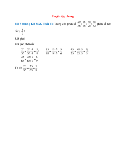 Trong các phân số 20/36; 15/18; 45/25; 35/63 phân số nào bằng 5/9