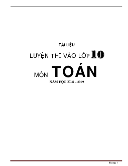 Tài liệu luyện thi toán vào lớp 10