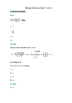 50 Bài tập Giới hạn của dãy số (có đáp án)- Toán 11