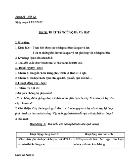 Giáo án Sinh học 6 Bài 34: Phát tán của quả và hạt mới nhất - CV5512