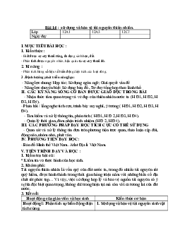 Giáo án Địa lí 12 Bài 14 Sử dụng và bảo vệ tài nguyên thiên nhiên mới nhất