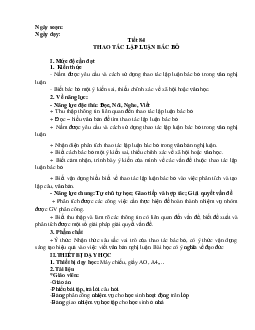 Giáo án Ngữ Văn 11: Tiết  84 Thao tác lập luận bác bỏ mới nhất