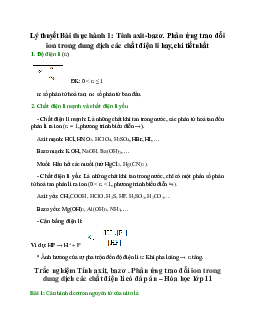 Lý thuyết Tính axit-bazơ. Phản ứng trao đổi ion trong dung dịch các chất điện li (mới 2023 + 15 câu trắc nghiệm) hay, chi tiết