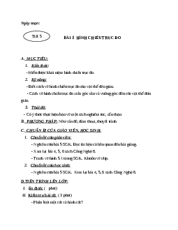 Giáo án công nghệ 11 bài 5: Hình chiếu trục đo mới nhất