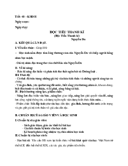 Giáo án ngữ văn lớp 10 Tiết 40: Đọc tiểu thanh kí