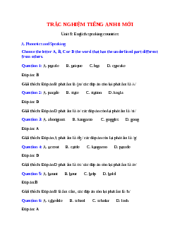 60 câu Trắc nghiệm Tiếng Anh 8 mới Unit 8 có đáp án 2024: English speaking countries