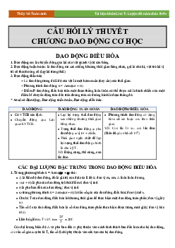 Lý Thuyết Chương Dao Động Cơ Học Lớp 12