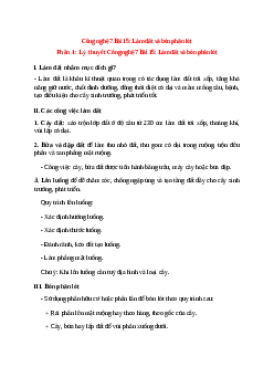 Công nghệ 7 Bài 15 (Lý thuyết và trắc nghiệm): Làm đất và bón phân lót