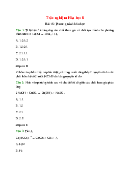 56 câu Trắc nghiệm Phương trình hóa học có đáp án 2024 – Hóa học lớp 8