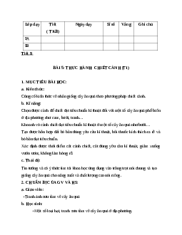 GIÁO ÁN CÔNG NGHỆ 9 BÀI 5: THỰC HÀNH: CHIẾT CÀNH (T1) MỚI NHẤT - CV5512