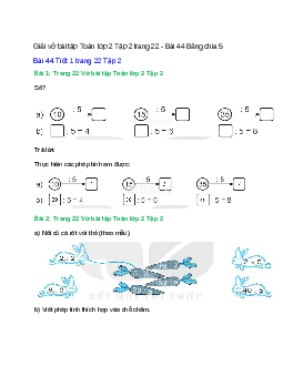 Vở bài tập Toán lớp 2 Tập 2 trang 22, 23 Bài 44: Bảng chia 5 | Kết nối tri thức