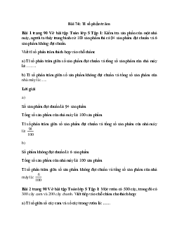 Vở bài tập Toán lớp 5 Tập 1 trang 90, 91 Bài 74: Tỉ số phần trăm