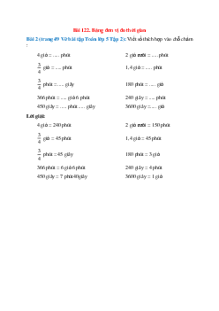 Viết số thích hợp vào chỗ chấm: 4 giờ = ..... phút; 2 giờ rưỡi = ..... phút