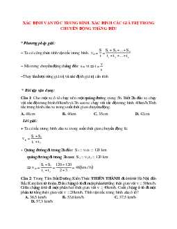 Phương pháp giải và bài tập về Xác định vận tốc trung bình. xác định các giá trị trong chuyển động thẳng đều
