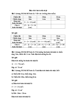 Toán lớp 3 trang 152 Diện tích hình chữ nhật