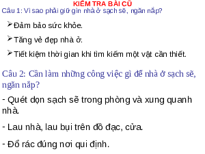 Bài giảng Công nghệ 6 Tiết 23: Trang trí nhà ở bằng 1 số đồ vật