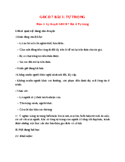 GDCD 7 Bài 3 (Lý thuyết và trắc nghiệm): Tự trọng
