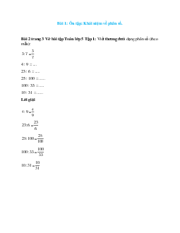 Viết thương dưới dạng phân số (theo mẫu): 3 : 7 = 3/7