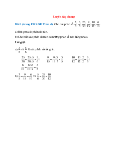 Cho các phân số 3/5; 5/6; 25/30; 9/15