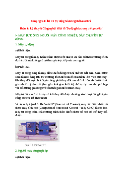 Lý thuyết Công nghệ 11 Bài 19 (mới 2023 + 10 câu trắc nghiệm): Tự động hóa trong chế tạo cơ khí