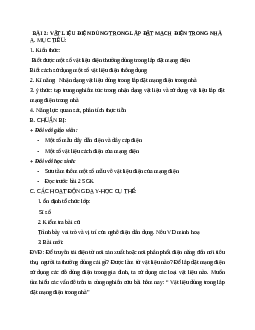 GIÁO ÁN CÔNG NGHỆ 9 BÀI 2: VẬT LIỆU ĐIỆN DÙNG TRONG LẮP ĐẶT MẠCH ĐIỆN TRONG NHÀ MỚI NHẤT - CV5555