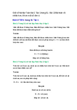 Vở bài tập Toán lớp 2 Tập 1 trang 51, 52 Bài 13: Bài toán về nhiều hơn, ít hơn một số đơn vị | Kết nối tri thức