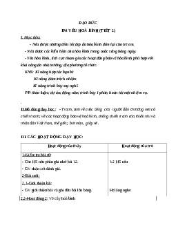 Giáo án đạo đức 5 bài 12: Em yêu hoà bình.(t2) mới nhất