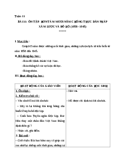 Giáo án lịch sử 5 bài 11: Ôn tập: Hơn tám mươi năm chống thực dân pháp xâm lược và đô hộ (1858 - 1945) mới nhất.