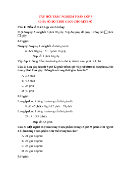 14 câu Trắc nghiệm Chia số đo thời gian với một số có đáp án 2024 – Toán lớp 5