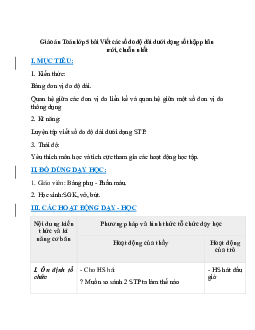 Giáo án Viết các số đo độ dài dưới dạng số thập phân (2024) mới nhất - Toán lớp 5